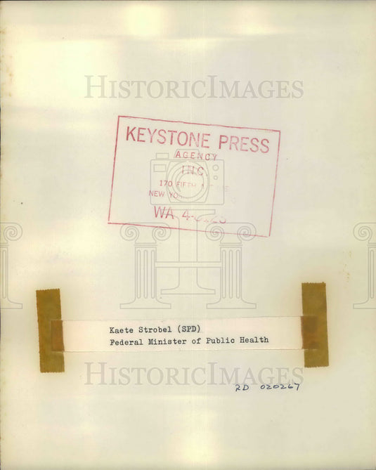 1967 Press Photo Kaete Strobel Federal Minister of Public Health - KSB11361