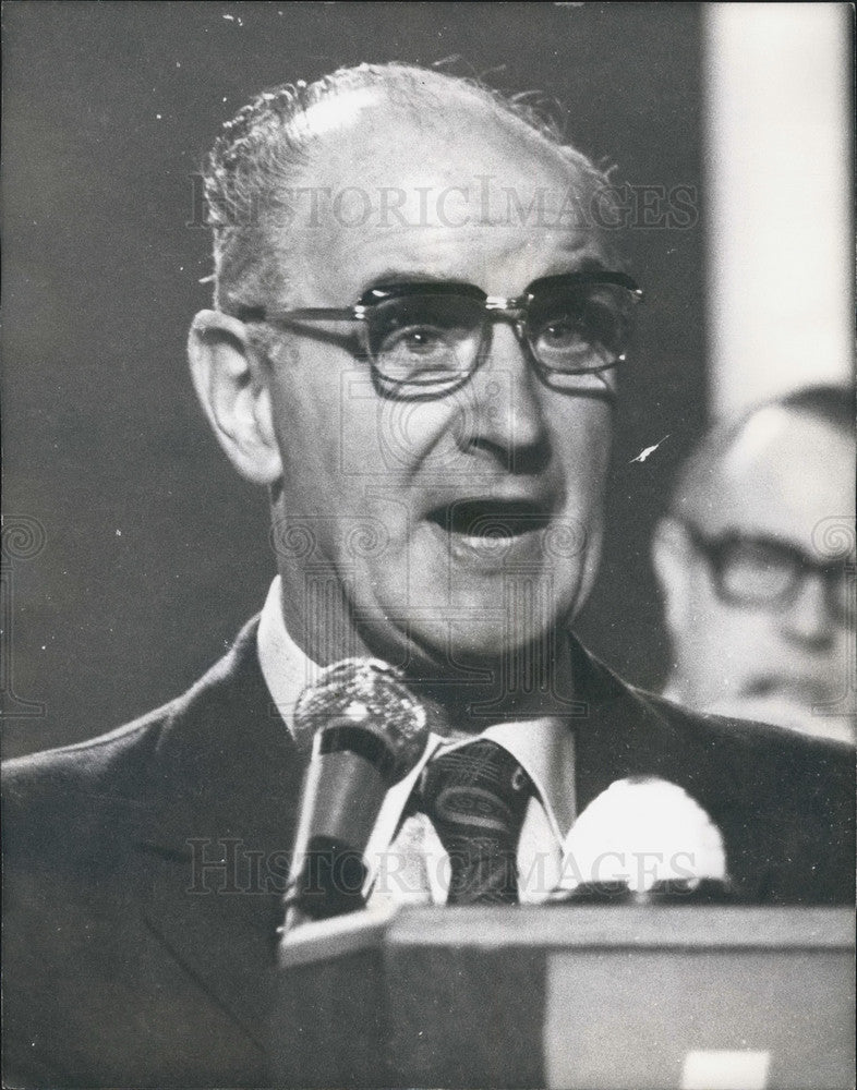 1973 Press Photo Hugh Scanlon engineering union boss Labour Party Conference- Historic Images