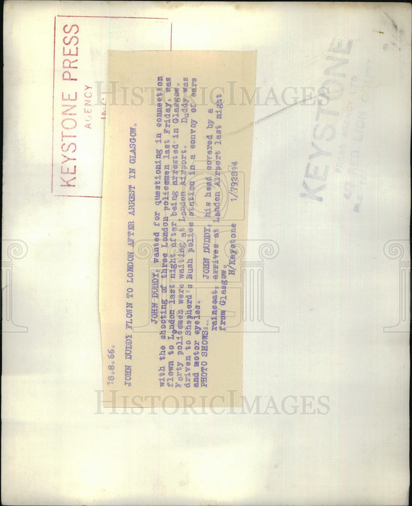1966 Press Photo John Duddy under arrest for murder - KSB15065