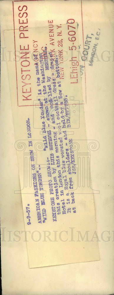 Load image into Gallery viewer, 1957 Press Photo "Wild Blue Yonder" by designer Luis Estevez - KSB15475

