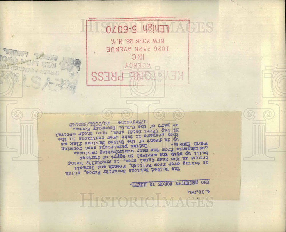 1956 Press Photo United Nations Security Force In Egypt - KSB19301