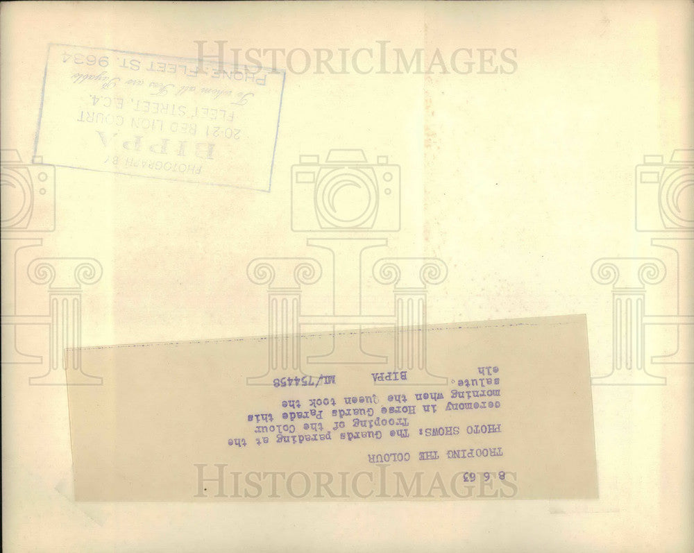 1963 Press Photo Trooping of the Colour Ceremony in Horse Guards Parade