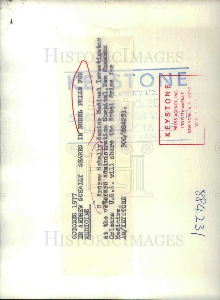 1977 Press Photo Dr. Andrew Schally,Nobel Prize for Medicine - KSB23589