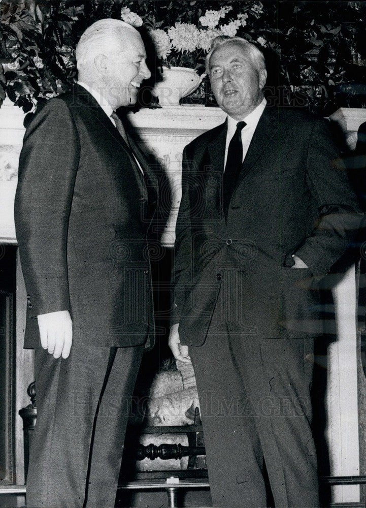 1966 Press Photo Australian PM Mr Harold Holt & British PM Mr Harold Wilson- Historic Images