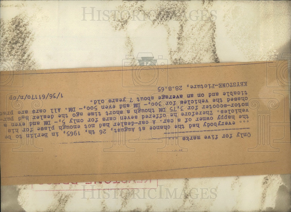 1965 Press Photo Car Raffle In Berlin - KSB26267