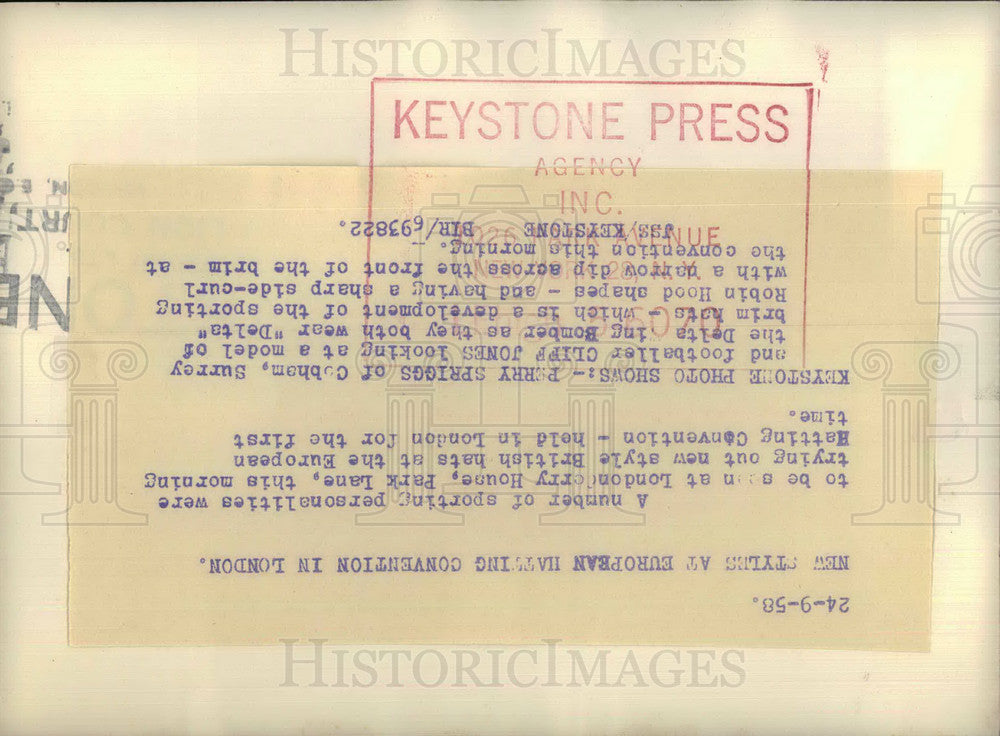 1958 Press Photo European Hatting Convention in London - KSB26537