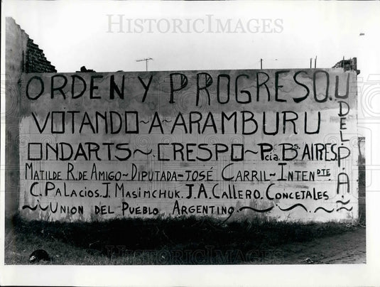 1963 Press Photo Sign for Argentine elections - KSB26747- Historic Images