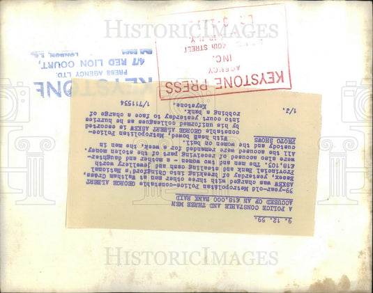 1959 Press Photo Constable George Alberta Askew arrested for robbery - KSB30725