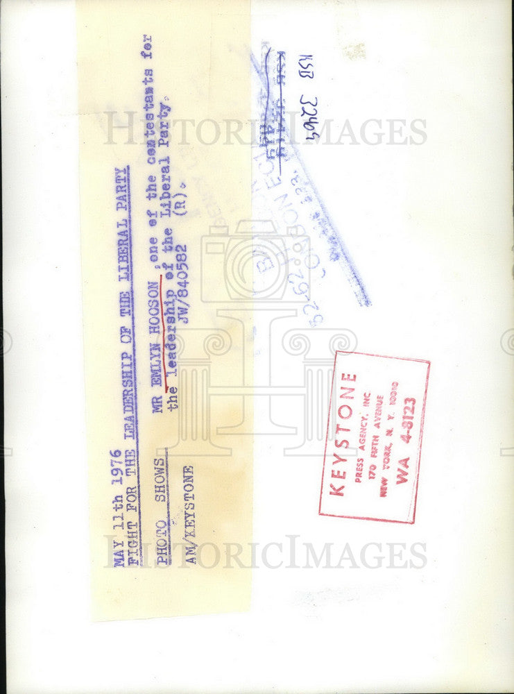 1976 Press Photo Candidate Emlyn Hocson running for Leader of the Liberal Party