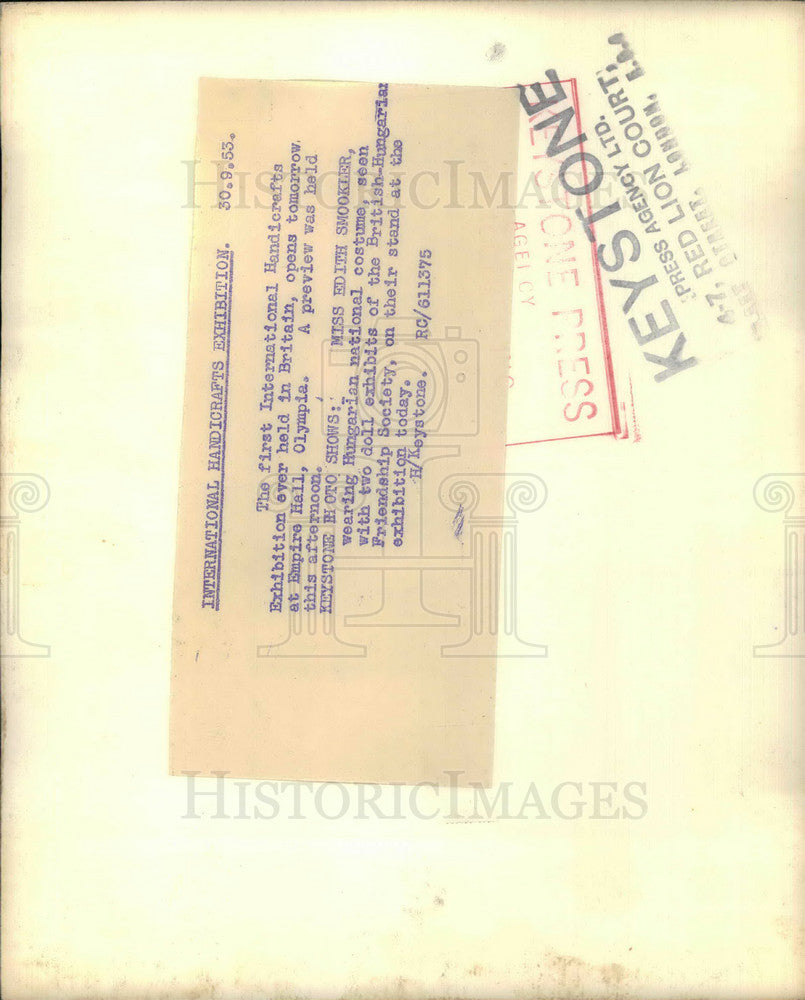 1953 Press Photo International Handicrafts Exhibition - KSB32715