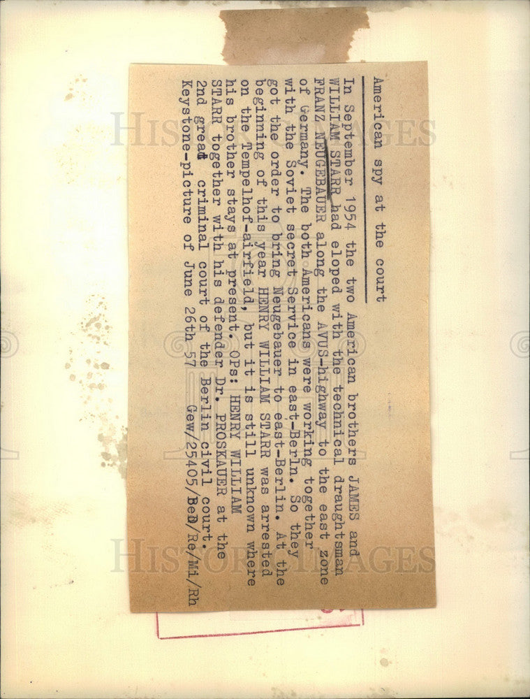 1957 Press Photo Henry William Star Espionage Suspect Germany Doctor Proskauer