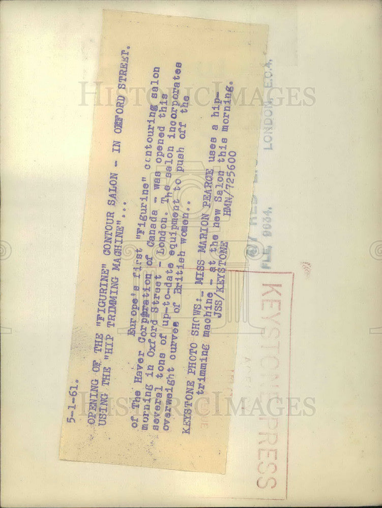 1961 Press Photo &quot;Hip Trimming Machine&quot; at &quot;Figurine&quot; Contour Salon - KSB34415