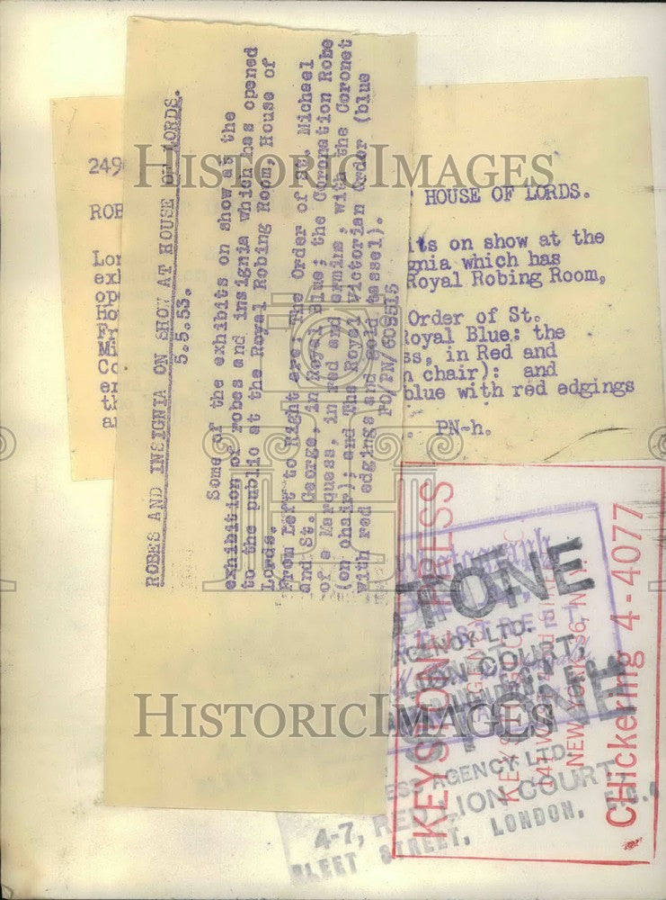 1953 Press Photo Royal Robing Room, House of Lords - KSB35005