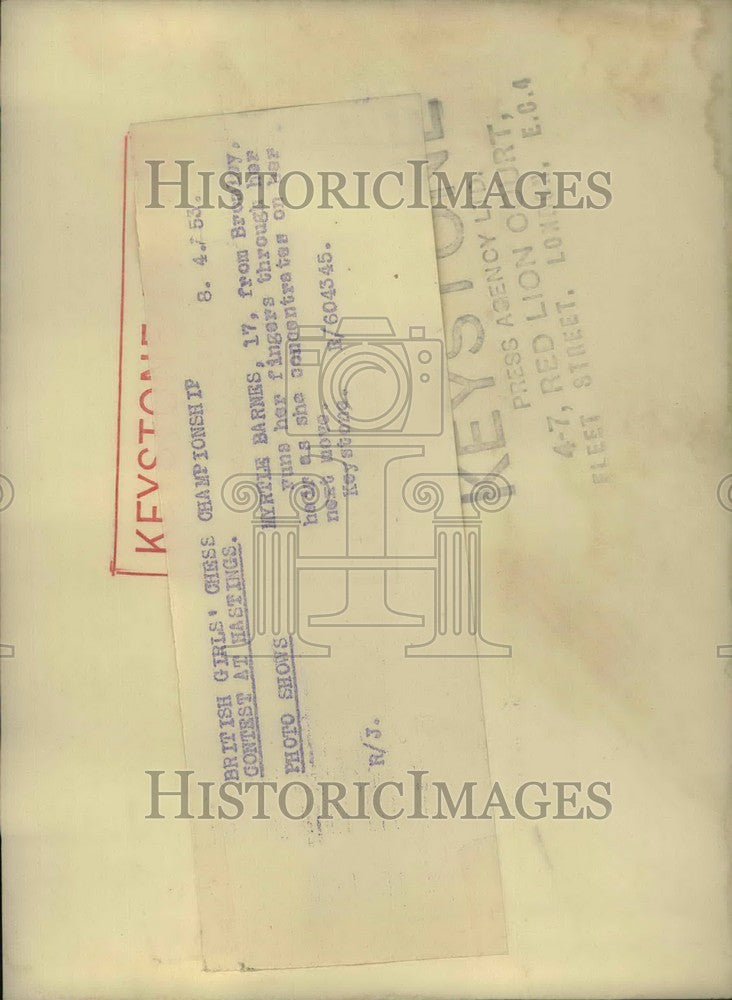 1953 Press Photo Myrtle Barnes British Girls Chess Championship Hastings