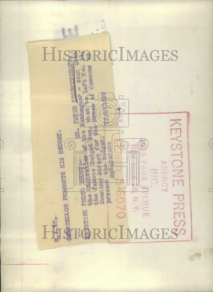1957 Press Photo Chancellor of the Exchequer ,Mr. Peter Thorneycroft - KSB39611