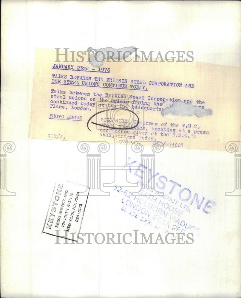 1976 Press Photo Bill Sirs,General Sec of TUC - KSB39705