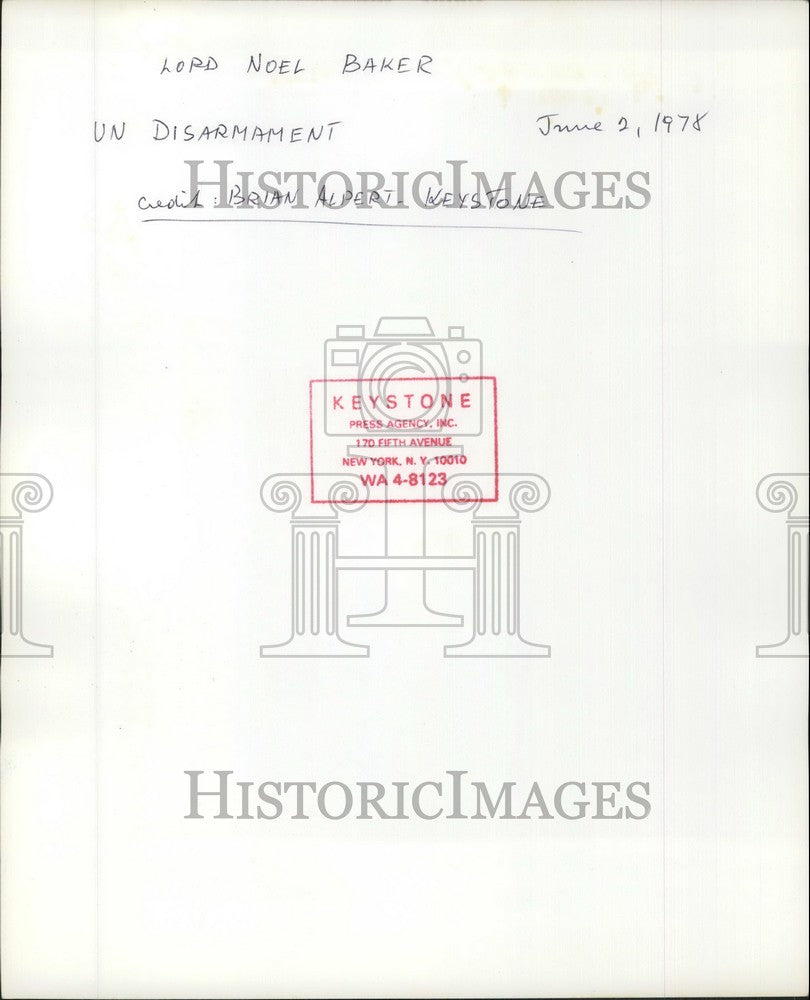 1978 Press Photo Lord Noel Baker, UN Disarmament - KSB40553