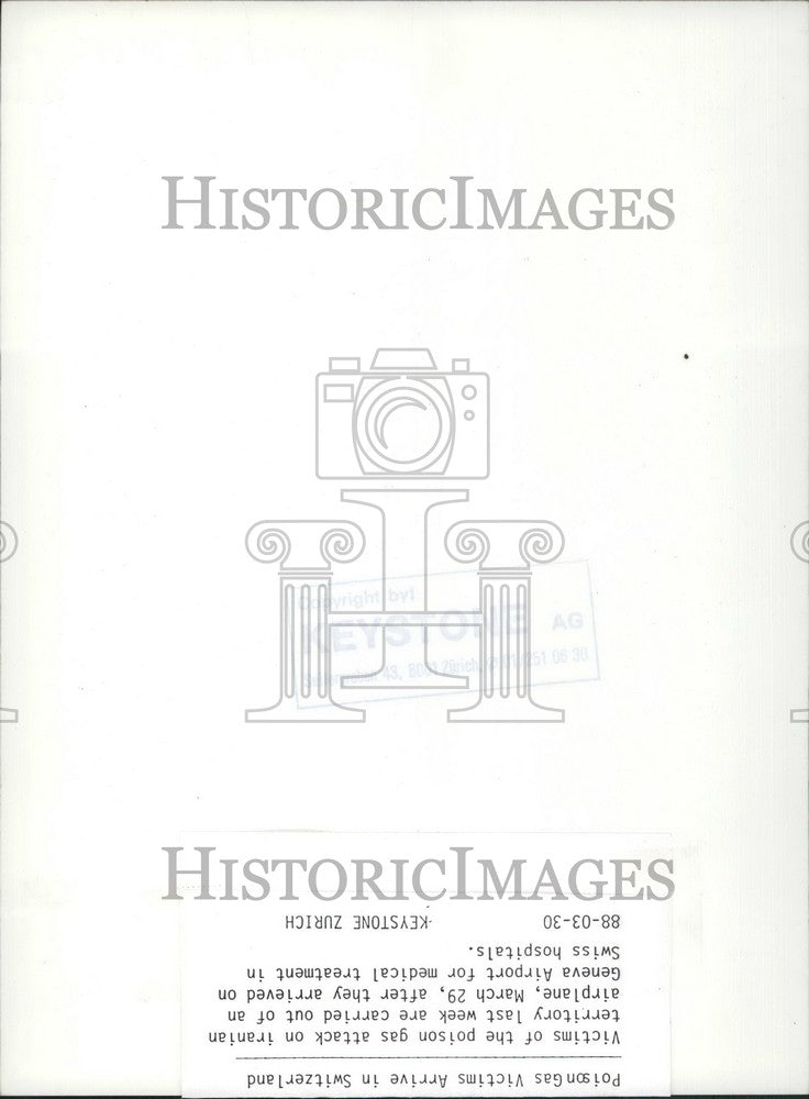 1988 Press Photo Poison Gas Victims arrive in Switzerland - KSB41783