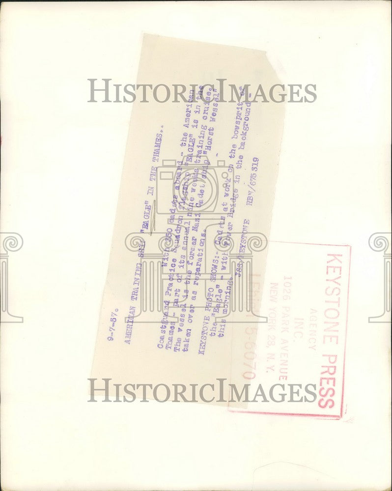 1957 Press Photo American training ship "Eagle" in the Thames - KSB42547