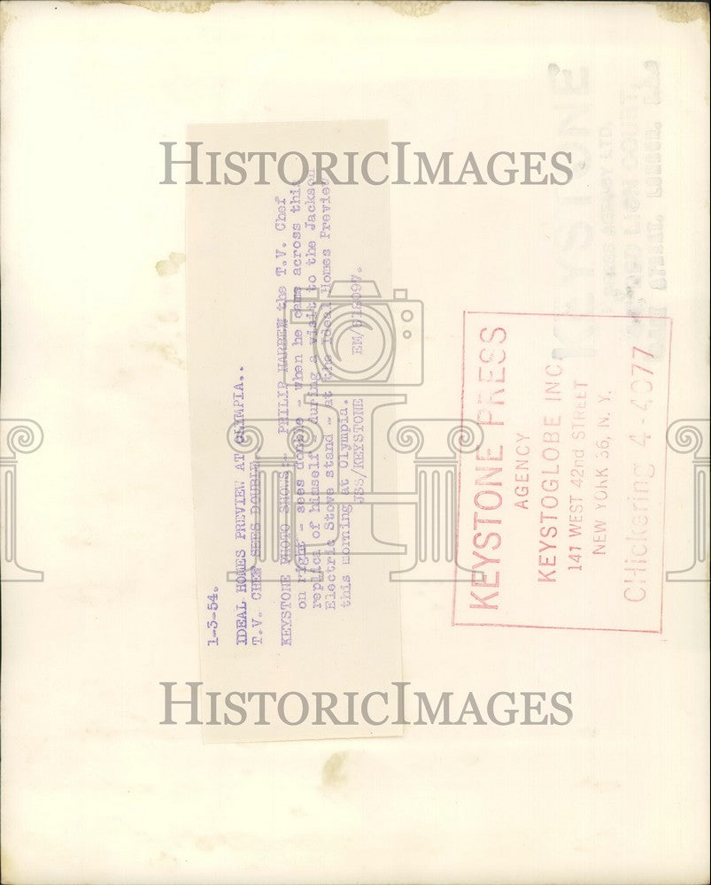 1954 Press Photo Philip Harren TV Chef Replica Ideal Homes Preview Olympia