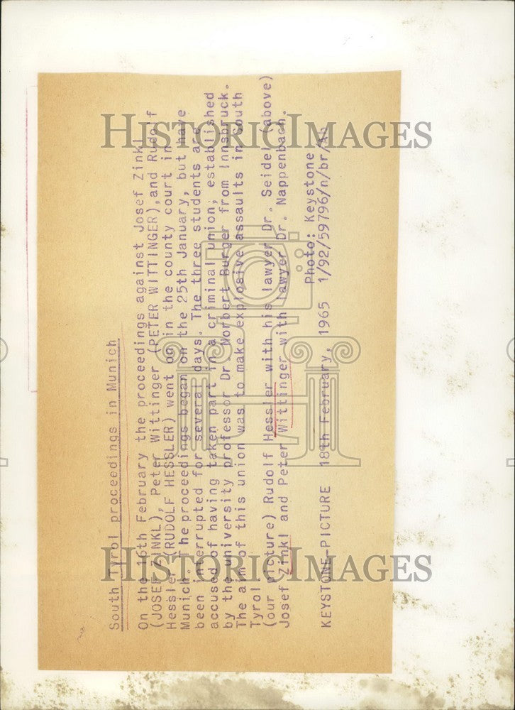 1965 Press Photo Rudolf Hessler, Josef Zinkl, Peter Wittinger, Seidel