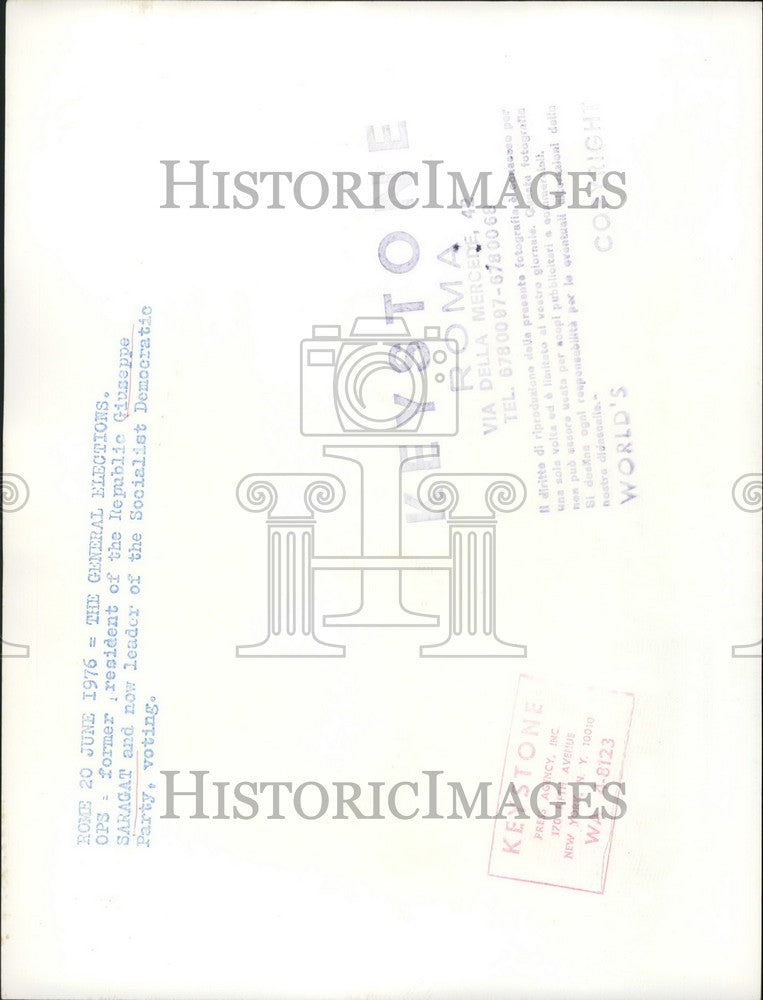 1976 Press Photo Former Italian President Giuseppe Saragat - KSB47929