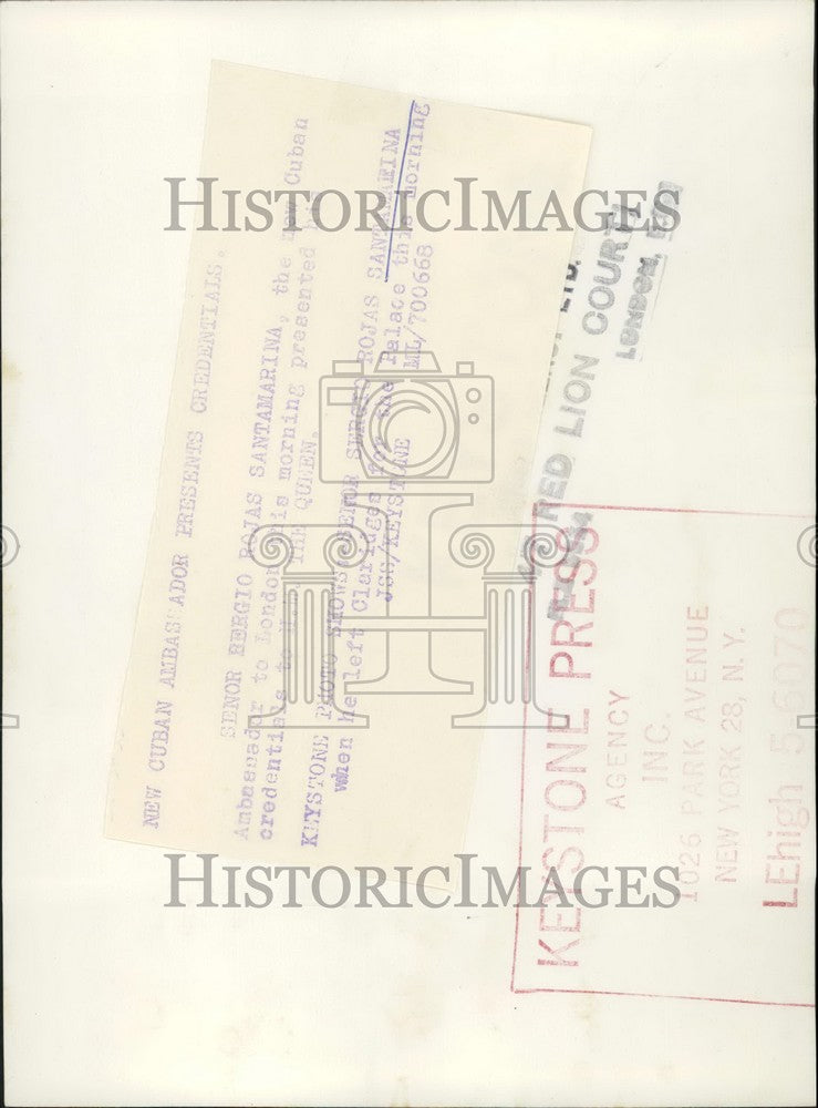 Press Photo Senor Bergio Rojas Santamarina, Cuban Ambassador To London