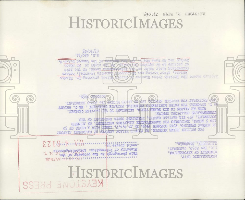 1965 Press Photo Mr. Arthur Bottomley Prime Minister Harold Wilson Takawira