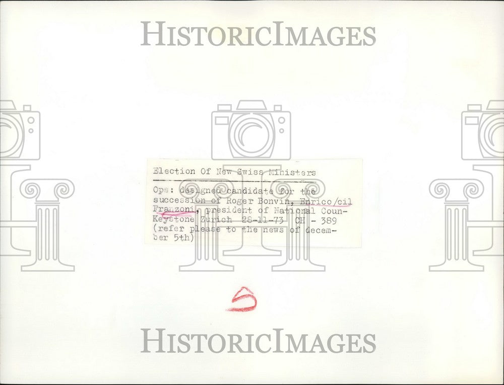 1973 Press Photo election new Swiss Ministers Roger Bonvin President Council