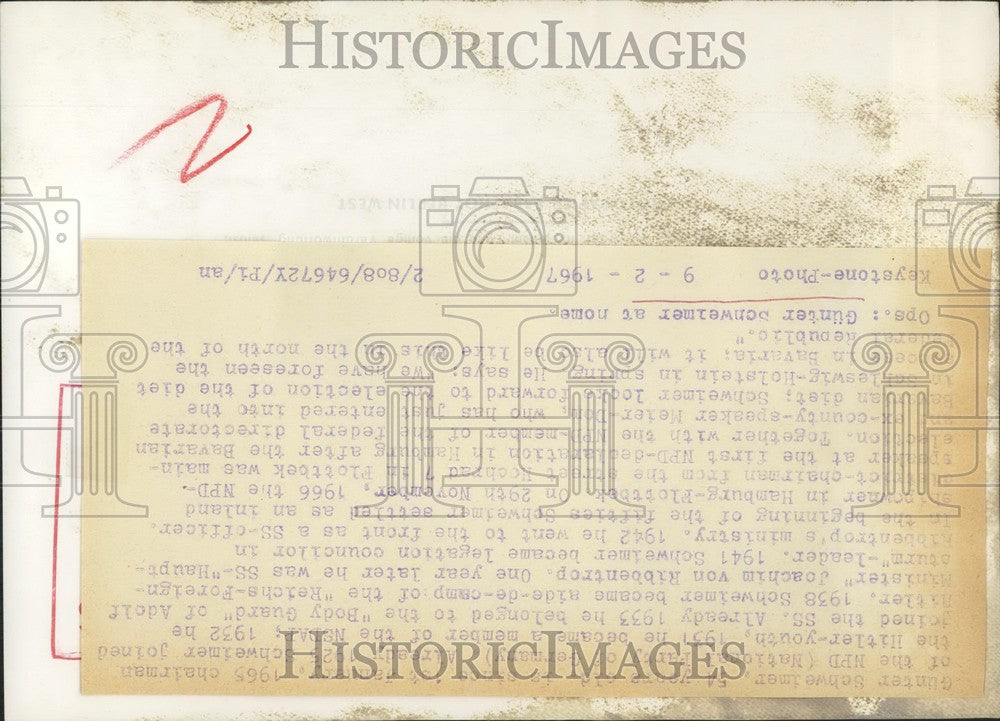 1967 Press Photo German Politician Gunter Schweimer At Home