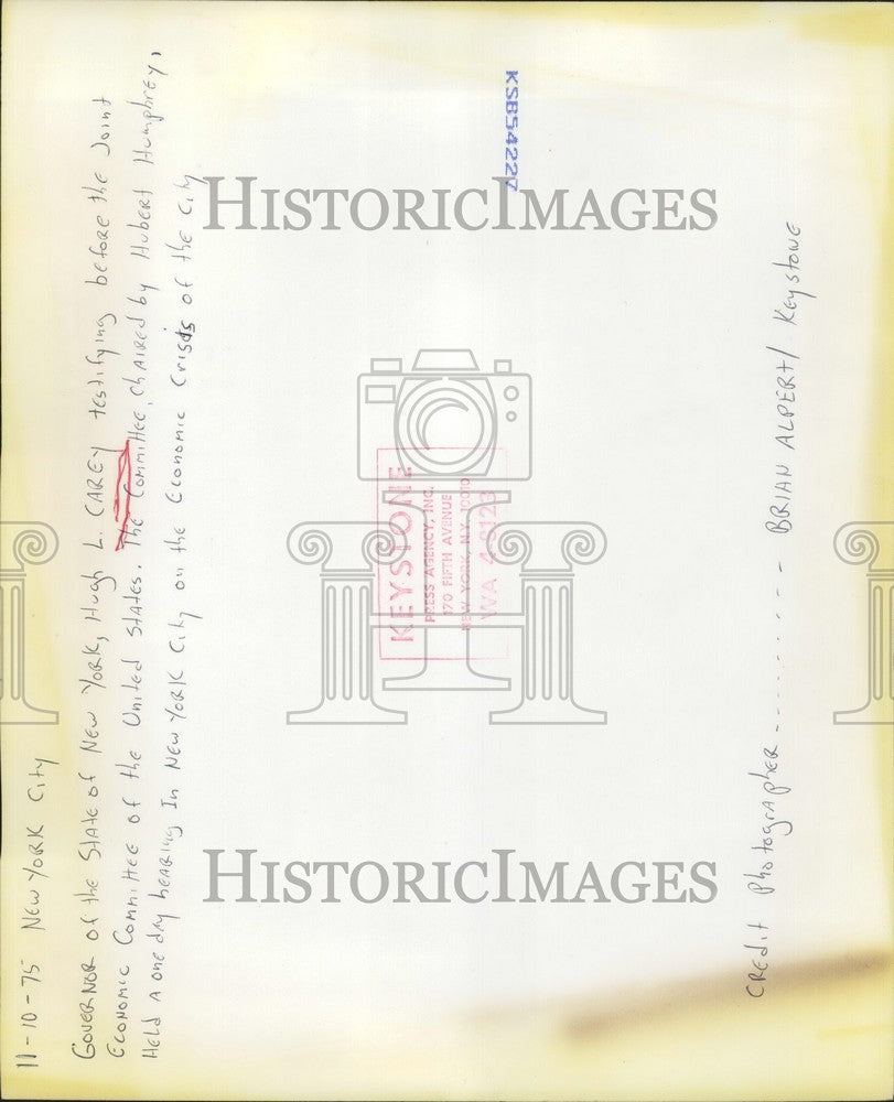1975 Press Photo Governor of the State of New York, Hugh H. Carey - KSB54227