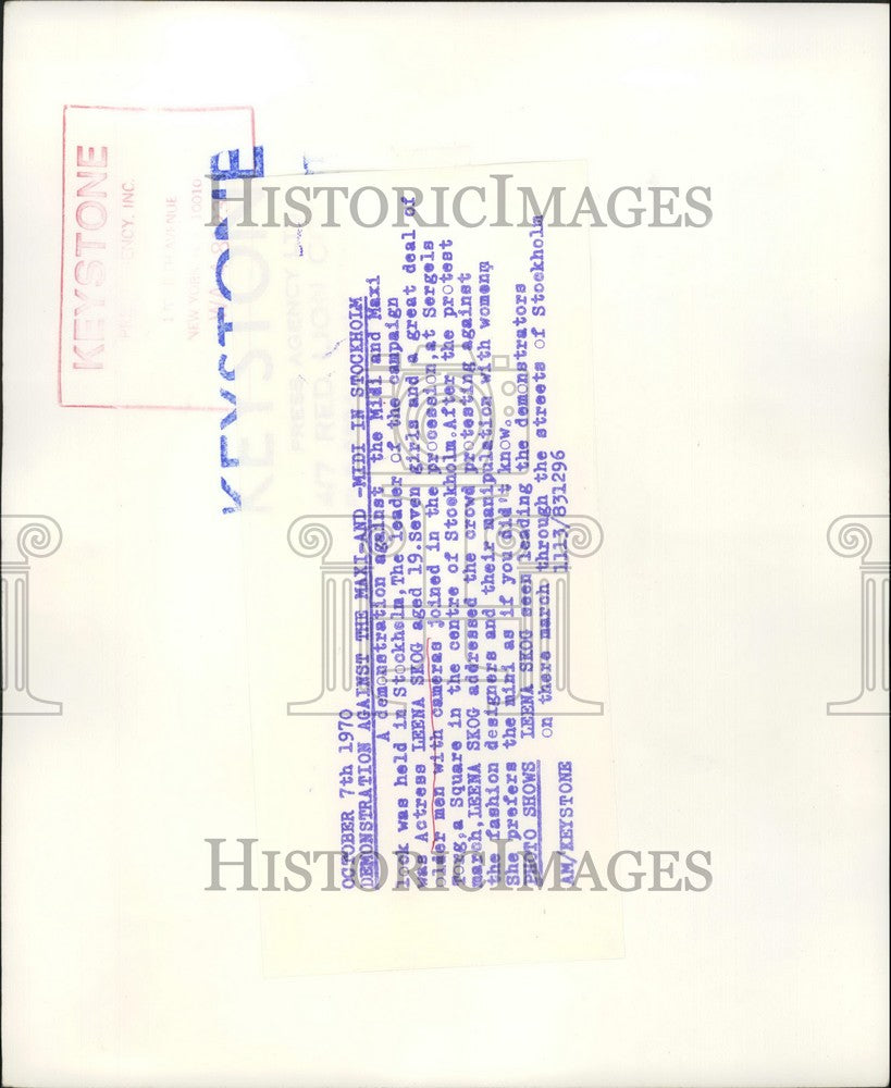 1970 Press Photo Demonstration Against The Maxi-And-Midi in Stockholm Leena Skog