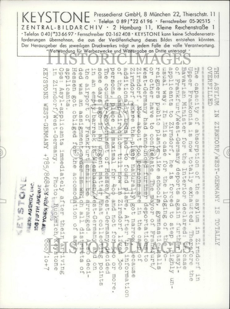 Press Photo The Asylum in Zirndorf/West Germany - KSB55459