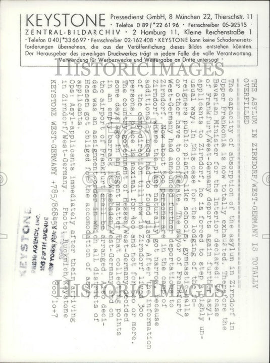 Press Photo The Asylum in Zirndorf/West Germany - KSB55459