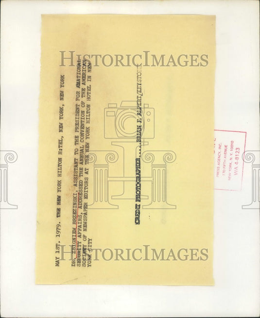 1979 Press Photo New York: Dr. Zbigniew Brzezinski - KSB56477