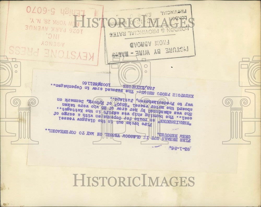 1956 Press Photo Fire Breaks Out In Glasgow Vessel "Herriesburn" - KSB57021