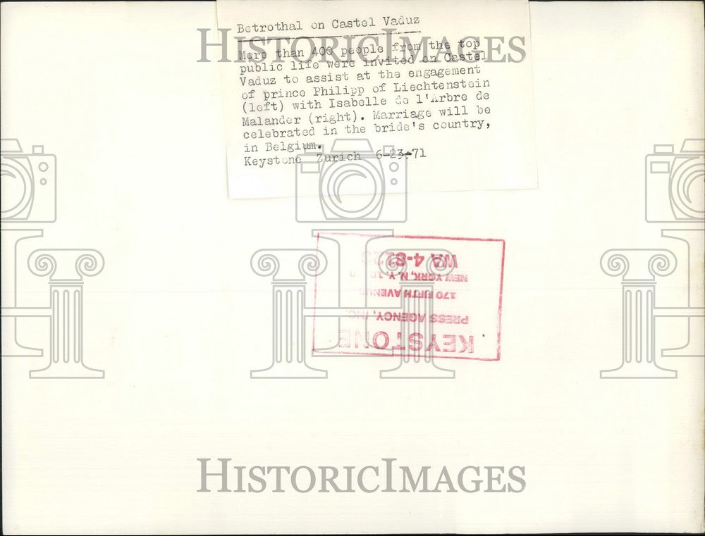1971 Press Photo Engagement Of Prince Phillip of Lichtenstein - KSB57795
