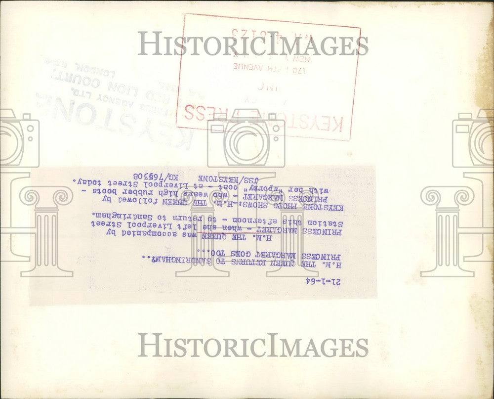 1964 Press Photo H.M. The Queen returns To Sandringham - KSB58035