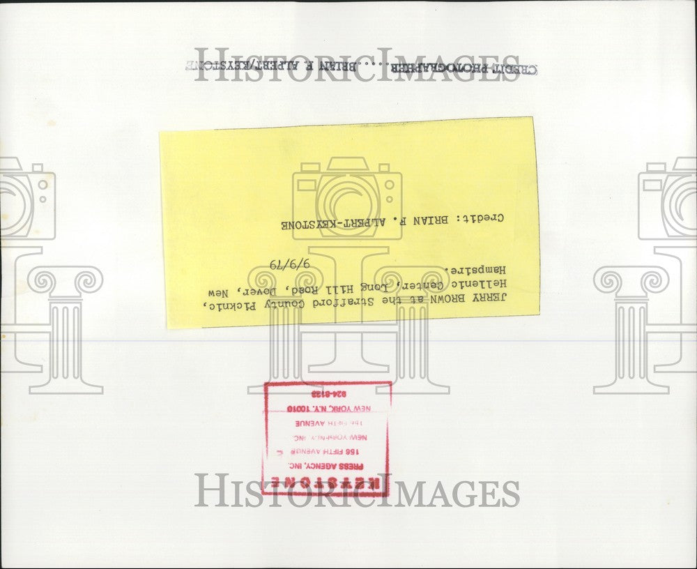 1979 Press Photo Jerry Brown at the Strafford County Picknic, Hellenic Center