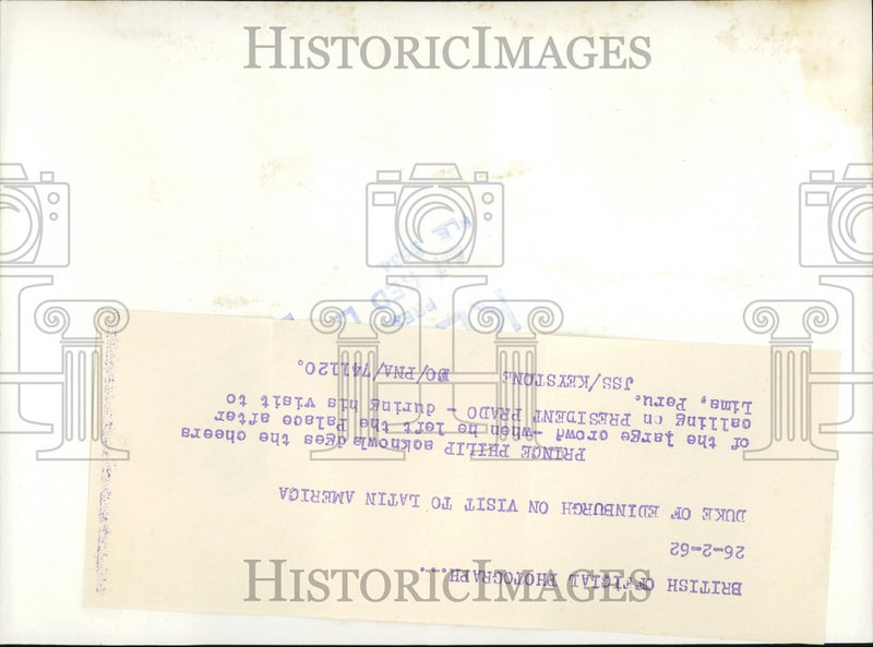 Load image into Gallery viewer, 1962 Press Photo Duke of Edinburgh Visits Latin America - KSB60135
