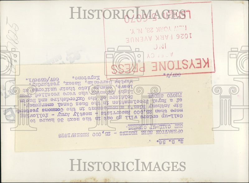 Load image into Gallery viewer, 1956 Press Photo Reservists Get Call-Up Orders,Operation Suez Begins - KSB60213
