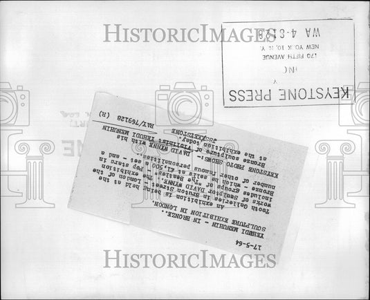 1964 Press Photo Yehudi Menuhin-In Bronze by Sculptor David Wynne - KSB60283
