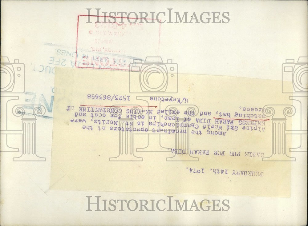 1974 Press Photo Empress Farah Diba/Iran/King Constantine/Greece - KSB64449