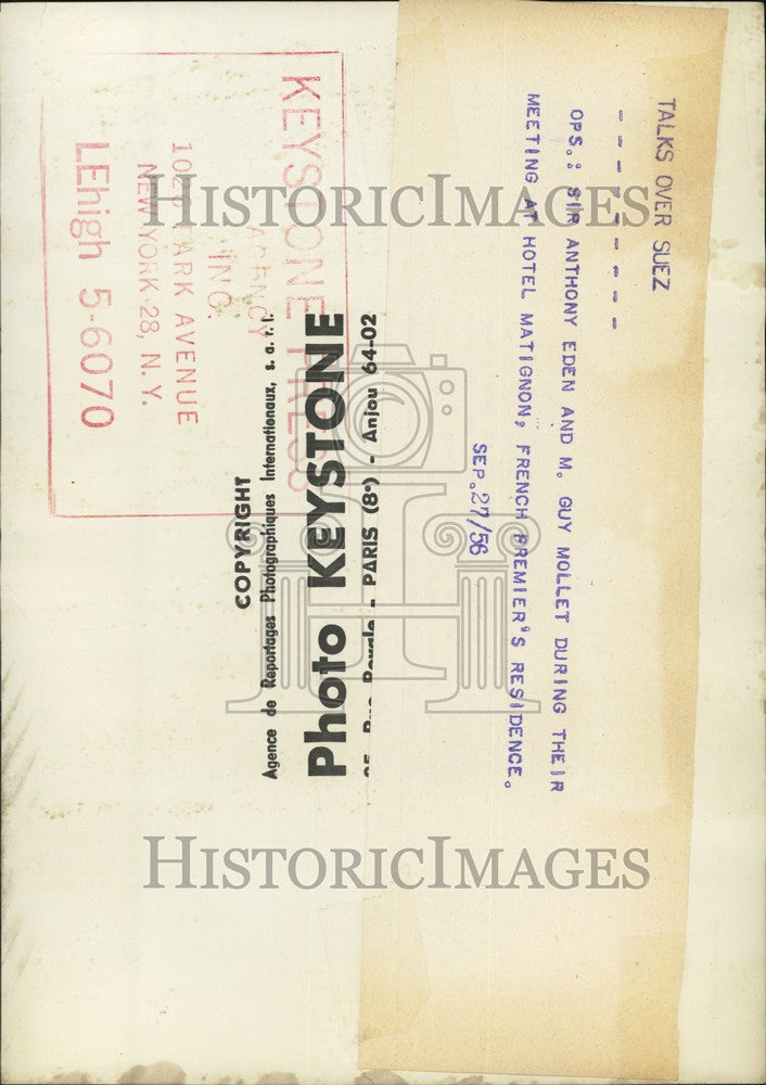 1956 Press Photo ir Anthony Eden and M. Guy Mollet - KSB68157