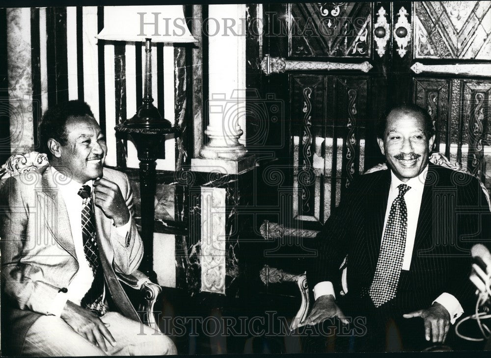 1978 Press Photo Sudanese Pres Gaafar Numeiry &amp; Pres Sadat - KSB74437- Historic Images