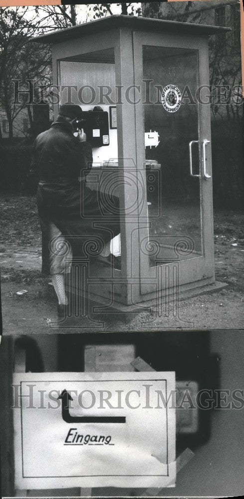 1958 Press Photo New phone booth in Schweinfurt, Germany - KSG16865