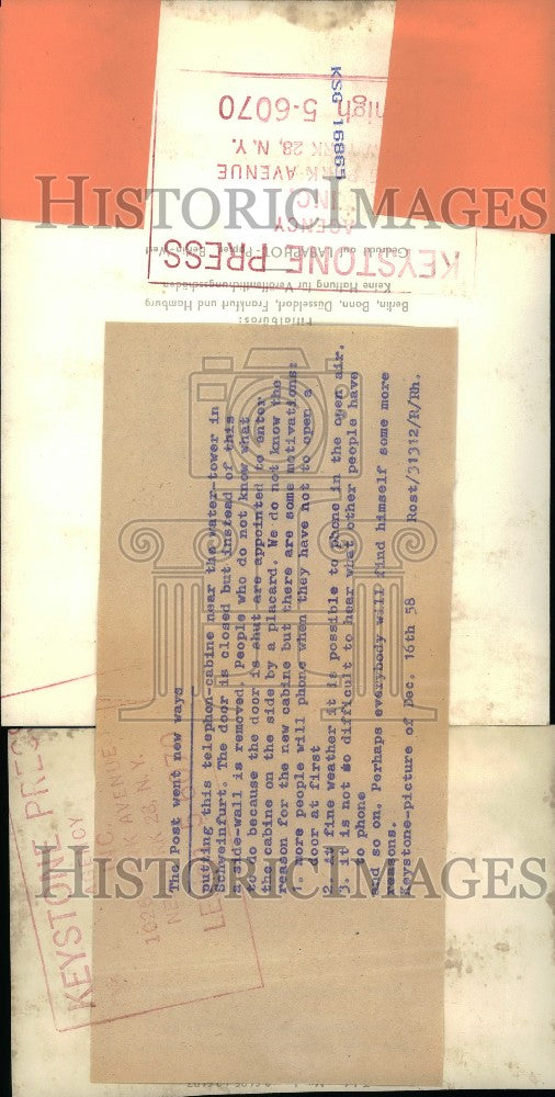 1958 Press Photo New phone booth in Schweinfurt, Germany - KSG16865