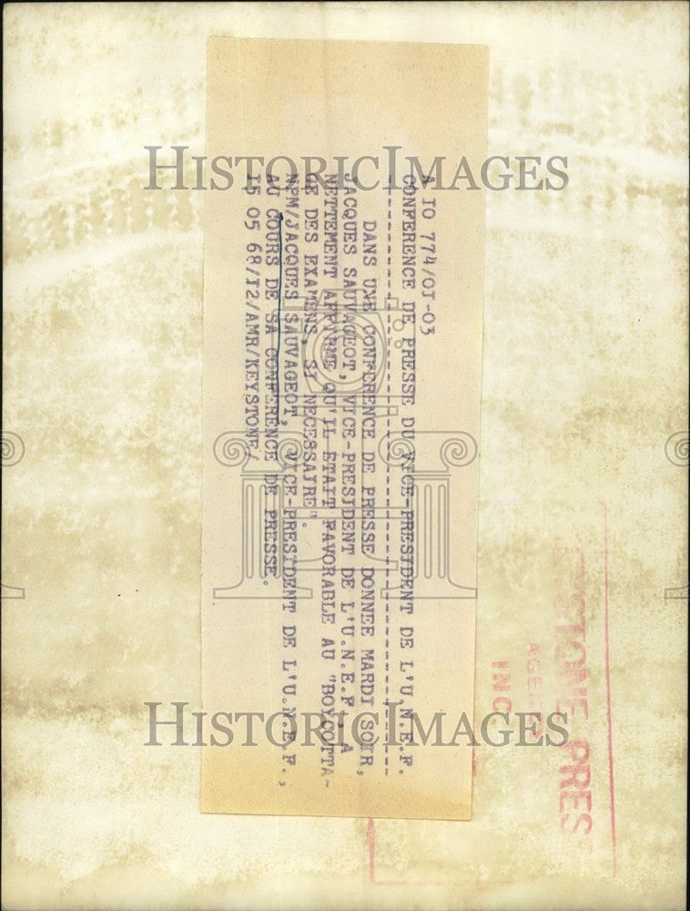 1968 Press Photo Jacques Sauvageot Press Conference - KSK04483
