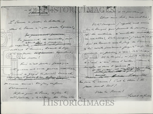 1970 Press Photo Document Written in de General Gaulle's Handwriting