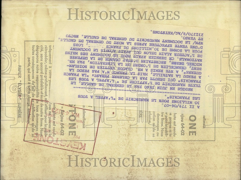 Load image into Gallery viewer, 1970 Press Photo Document Written in de General Gaulle's Handwriting
